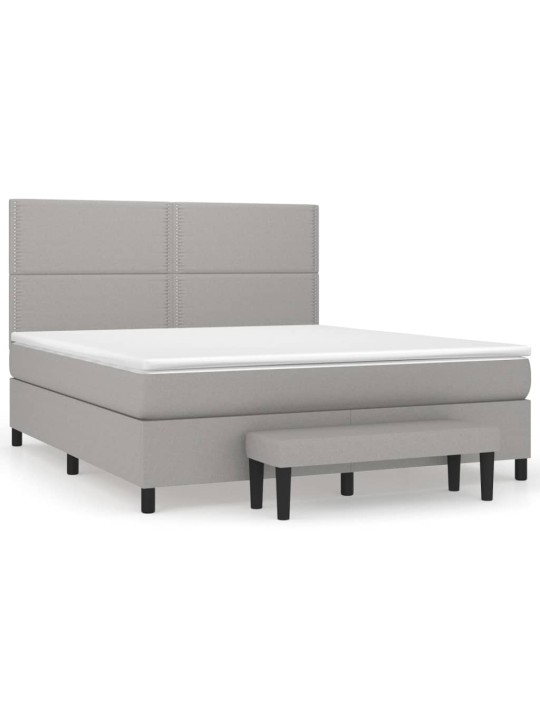 Box spring postel s matrací světle šedá 160 x 200 cm textil