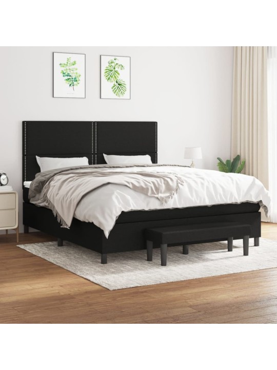 Box spring postel s matrací černá 160x200 cm textil