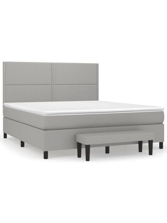 Box spring postel s matrací světle šedá 180 x 200 cm textil