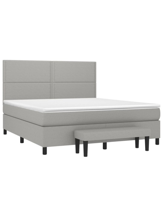 Box spring postel s matrací světle šedá 180 x 200 cm textil