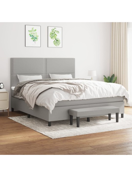 Box spring postel s matrací světle šedá 180 x 200 cm textil
