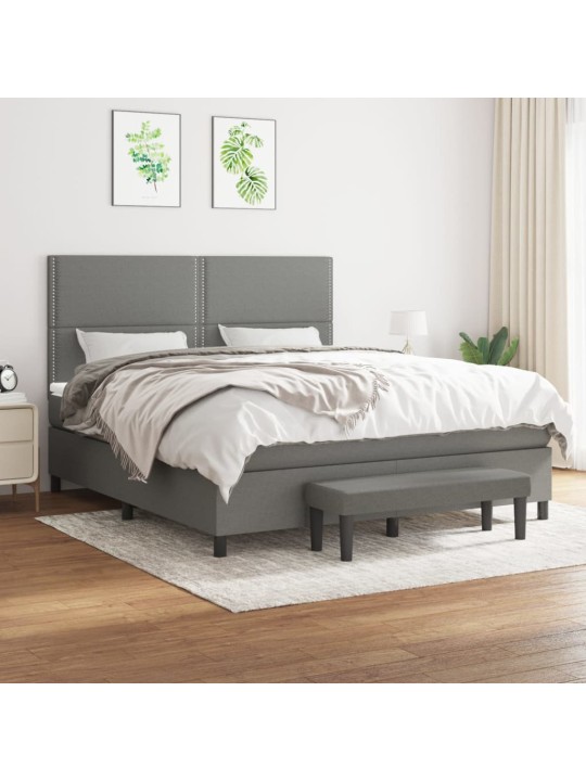 Box spring postel s matrací tmavě šedá 180x200 cm textil