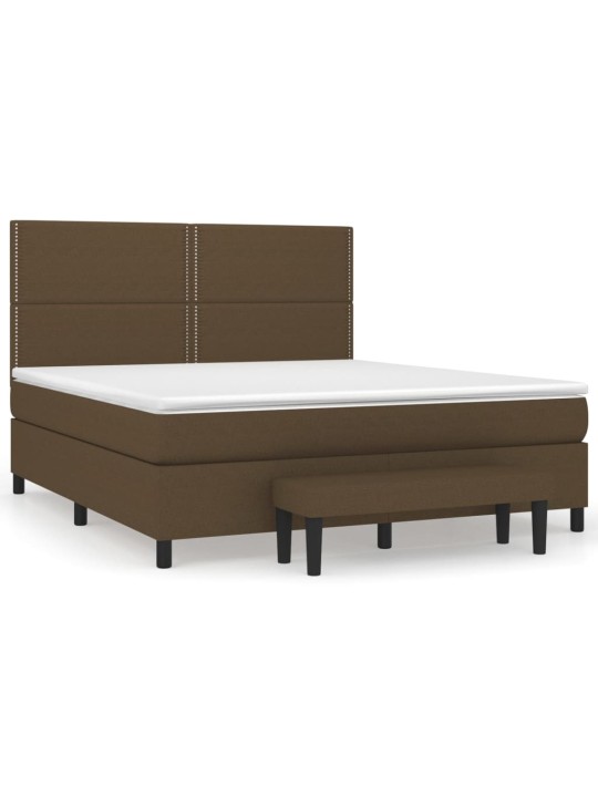 Box spring postel s matrací tmavě hnědá 180x200 cm textil
