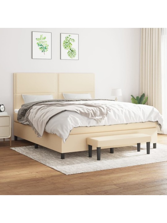 Box spring postel s matrací krémová 180x200 cm textil