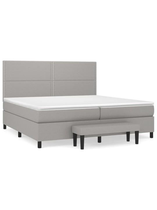Box spring postel s matrací světle šedá 200 x 200 cm textil