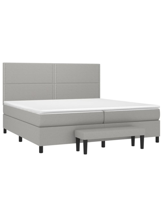 Box spring postel s matrací světle šedá 200 x 200 cm textil