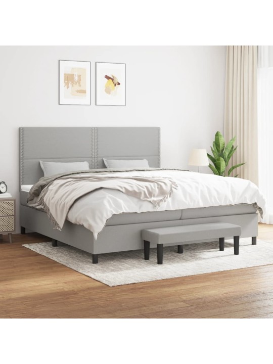 Box spring postel s matrací světle šedá 200 x 200 cm textil