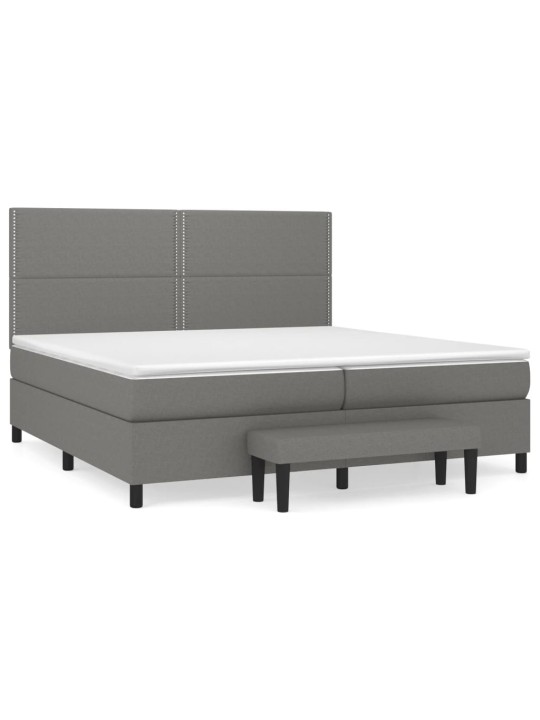 Box spring postel s matrací tmavě šedá 200x200 cm textil