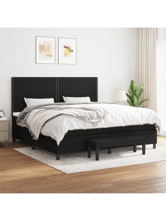 Box spring postel s matrací černá 200x200 cm textil
