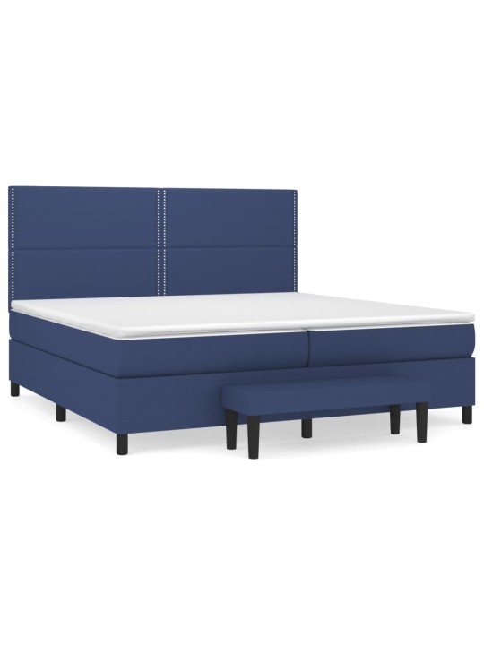Box spring postel s matrací modrá 200x200 cm textil
