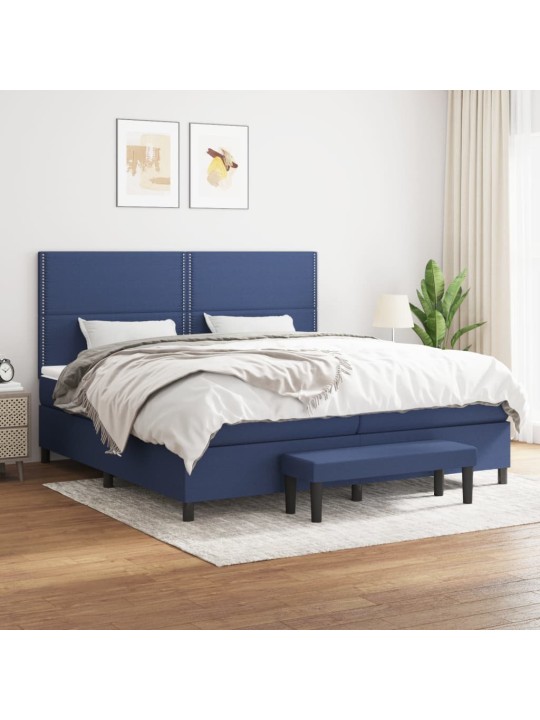 Box spring postel s matrací modrá 200x200 cm textil