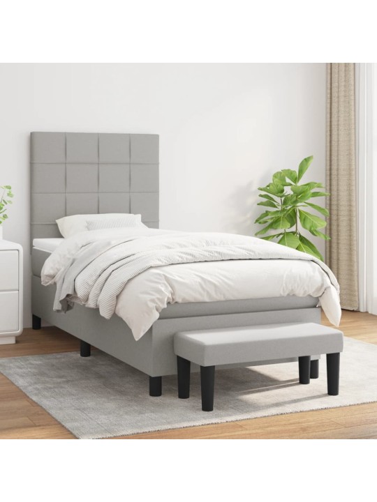 Box spring postel s matrací světle šedá 90x200 cm textil