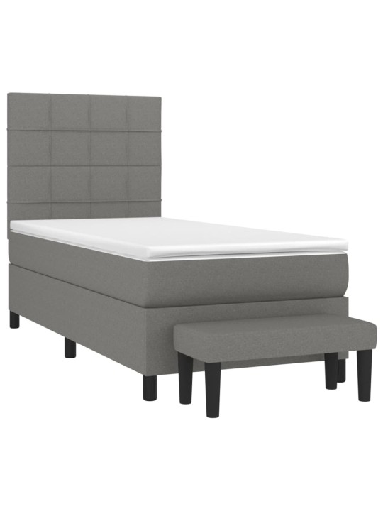 Box spring postel s matrací tmavě šedá 90x200 cm textil