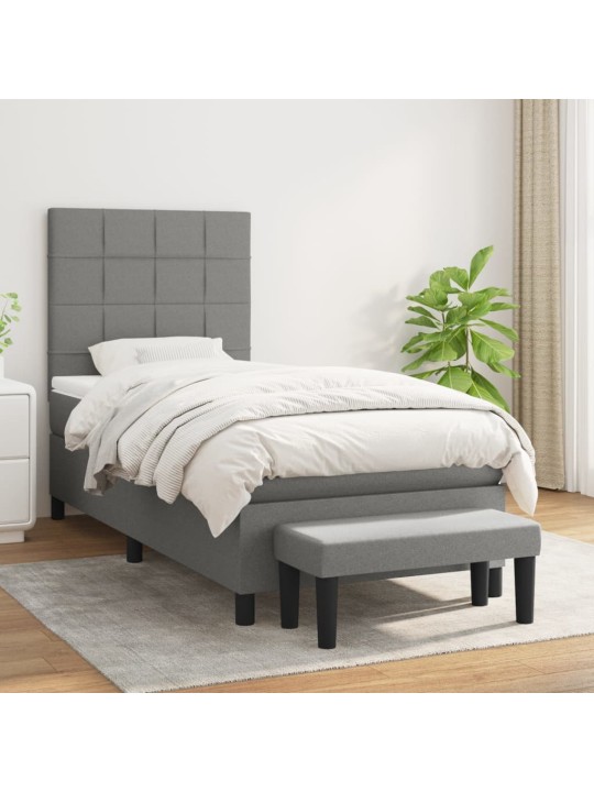 Box spring postel s matrací tmavě šedá 90x200 cm textil