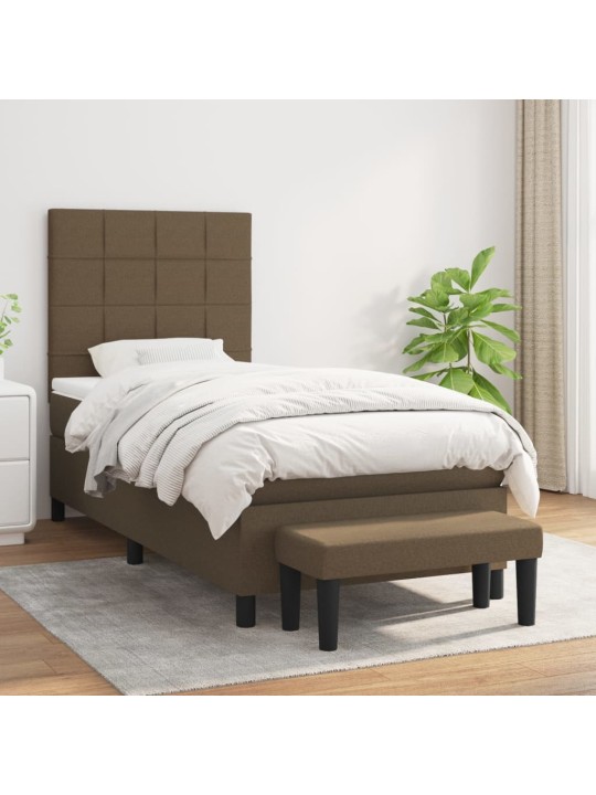 Box spring postel s matrací tmavě hnědá 90x200 cm textil