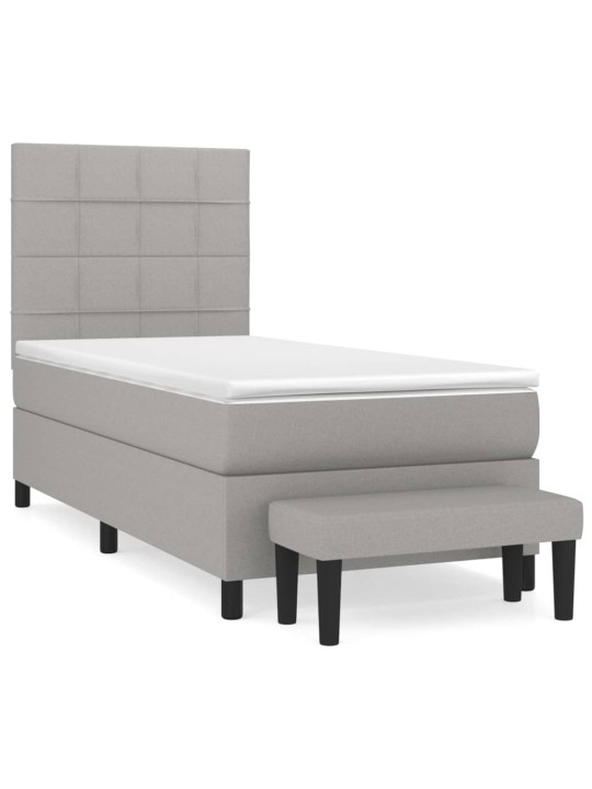 Box spring postel s matrací světle šedý 100 x 200 cm textil