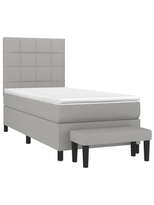 Box spring postel s matrací světle šedý 100 x 200 cm textil