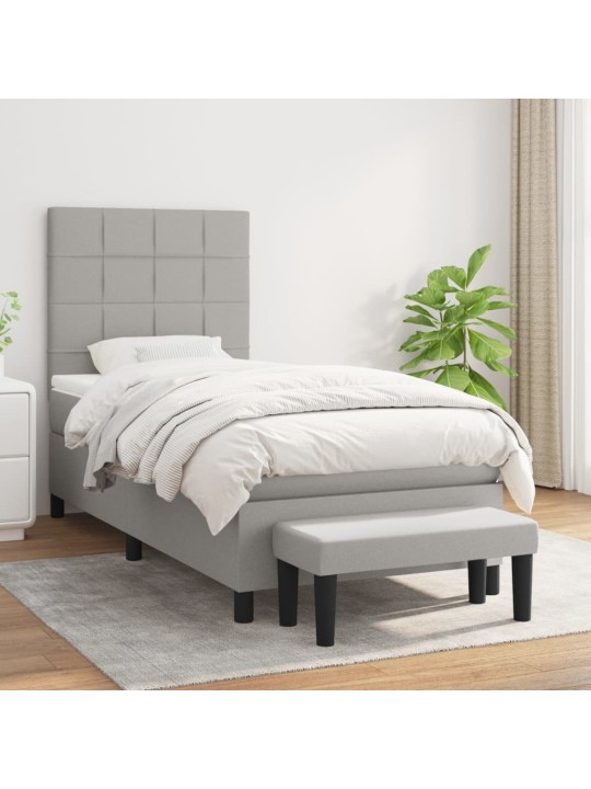 Box spring postel s matrací světle šedý 100 x 200 cm textil