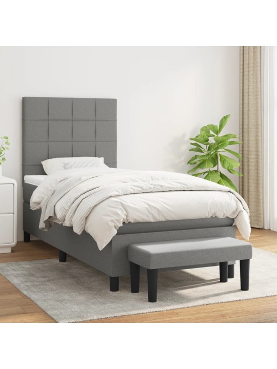 Box spring postel s matrací tmavě šedá 100 x 200 cm textil