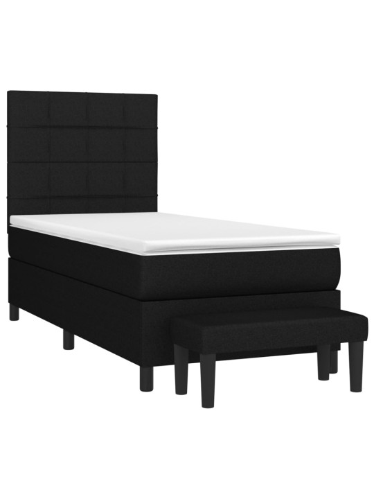Box spring postel s matrací černá 100 x 200 cm textil