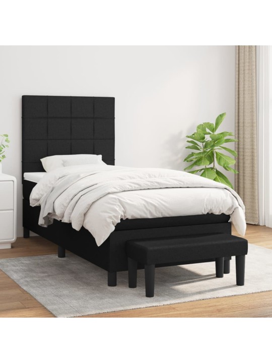 Box spring postel s matrací černá 100 x 200 cm textil