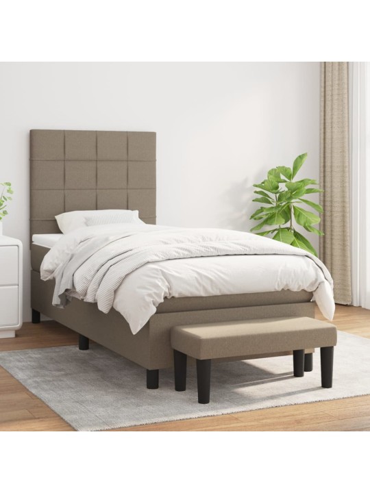 Box spring postel s matrací taupe 100 x 200 cm textil