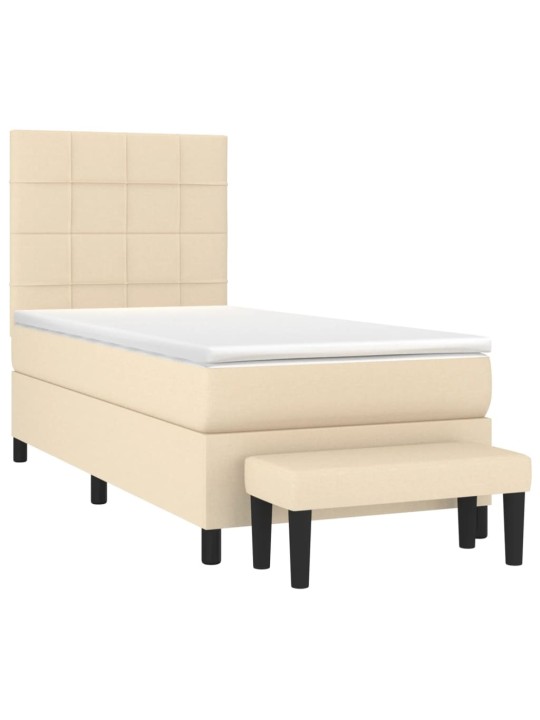 Box spring postel s matrací krémová 100 x 200 cm textil