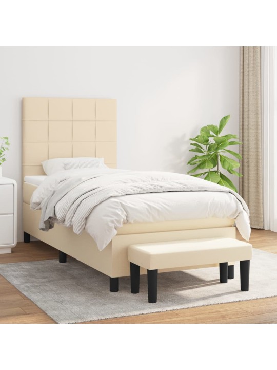 Box spring postel s matrací krémová 100 x 200 cm textil