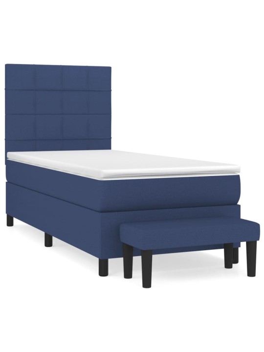 Box spring postel s matrací modrá 100 x 200 cm textil