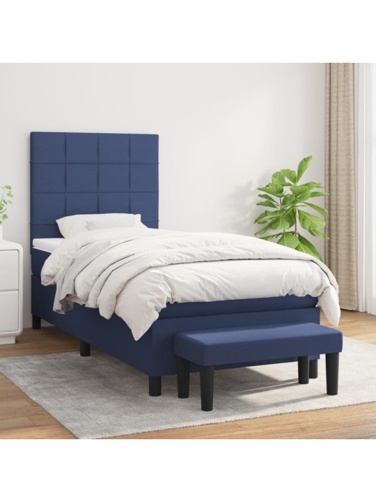 Box spring postel s matrací modrá 100 x 200 cm textil