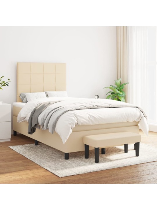 Box spring postel s matrací krémová 120x200 cm textil