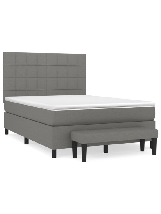 Box spring postel s matrací tmavě šedý 140 x 190 cm textil