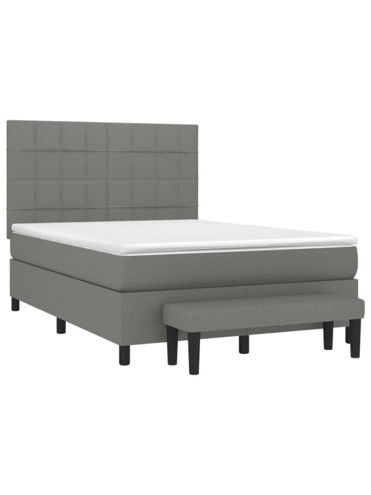 Box spring postel s matrací tmavě šedý 140 x 190 cm textil