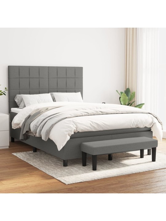 Box spring postel s matrací tmavě šedý 140 x 190 cm textil