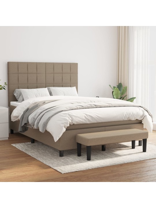 Box spring postel s matrací taupe 140x190 cm textil