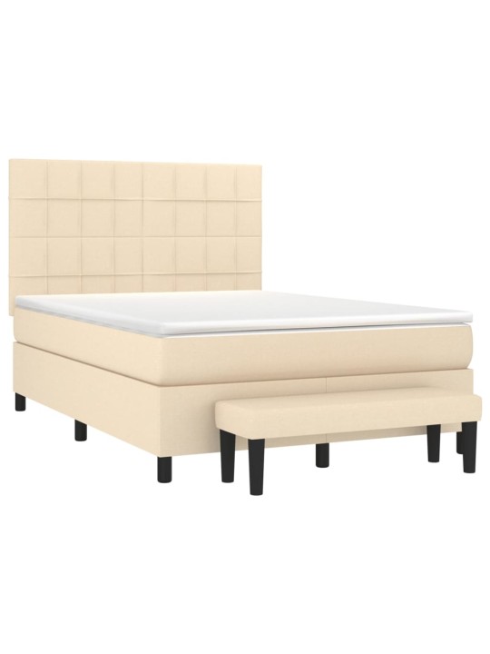 Box spring postel s matrací krémová 140x190 cm textil