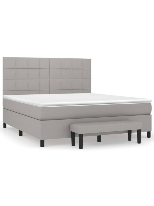 Box spring postel s matrací světle šedá 160 x 200 cm textil