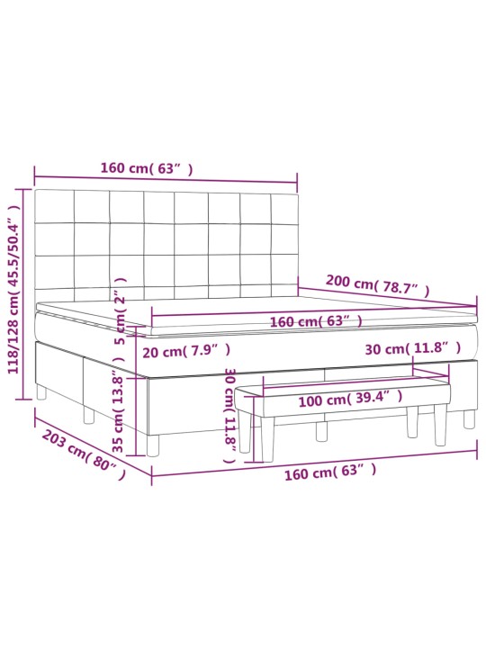 Box spring postel s matrací tmavě šedá 160x200 cm textil