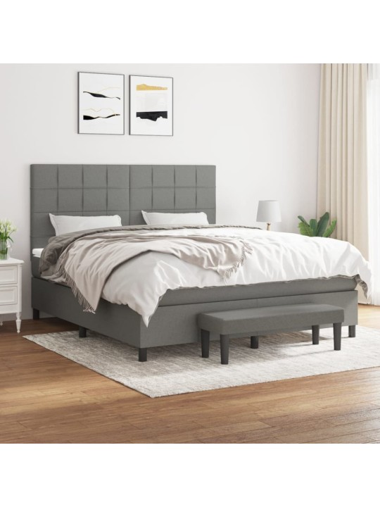 Box spring postel s matrací tmavě šedá 160x200 cm textil
