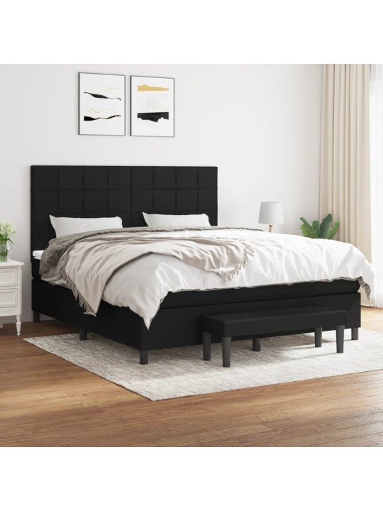 Box spring postel s matrací černá 160x200 cm textil