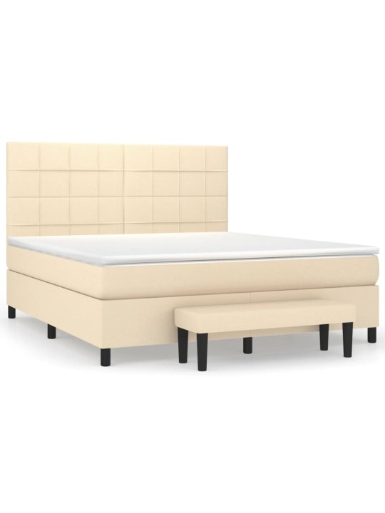 Box spring postel s matrací krémová 160x200 cm textil