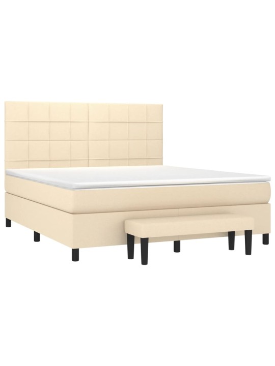 Box spring postel s matrací krémová 160x200 cm textil