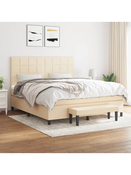 Box spring postel s matrací krémová 160x200 cm textil
