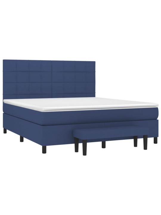 Box spring postel s matrací modrá 160x200 cm textil