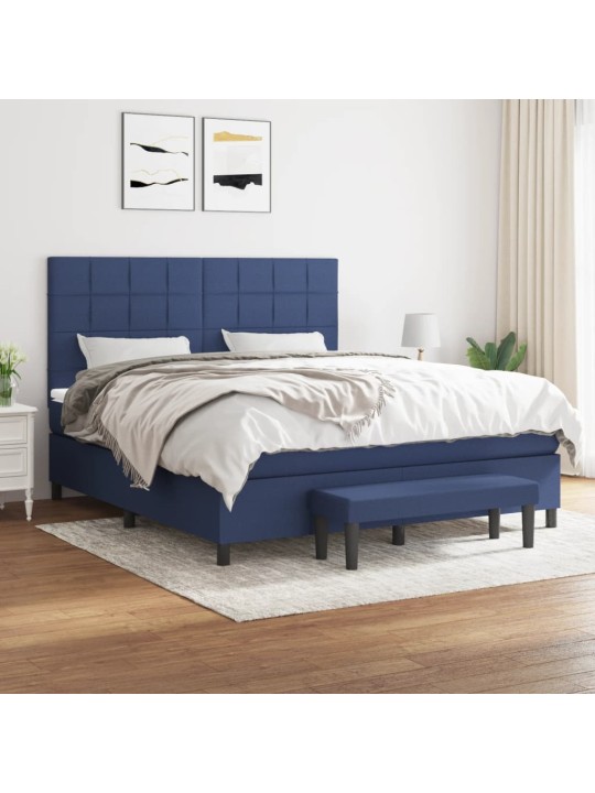 Box spring postel s matrací modrá 160x200 cm textil