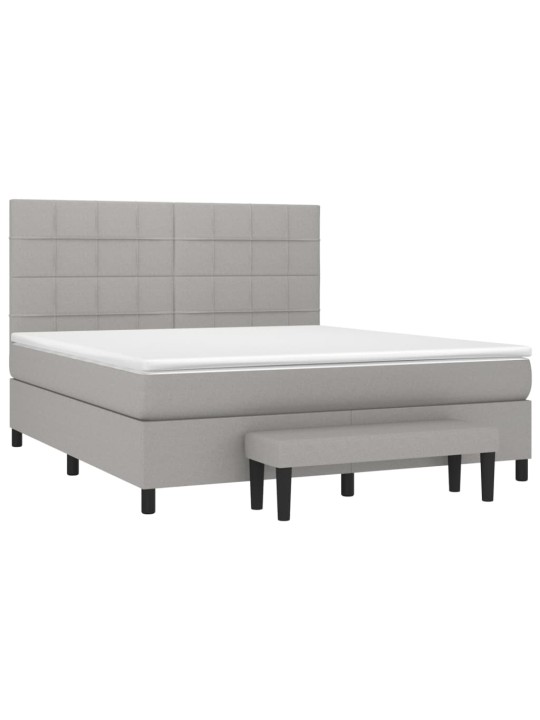 Box spring postel s matrací světle šedá 180 x 200 cm textil
