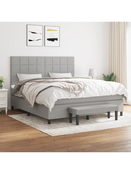 Box spring postel s matrací světle šedá 180 x 200 cm textil