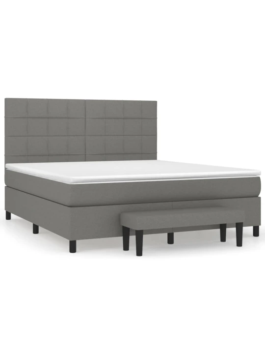 Box spring postel s matrací tmavě šedá 180x200 cm textil