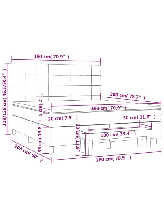 Box spring postel s matrací tmavě šedá 180x200 cm textil