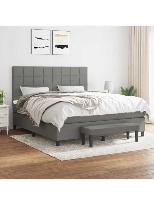 Box spring postel s matrací tmavě šedá 180x200 cm textil
